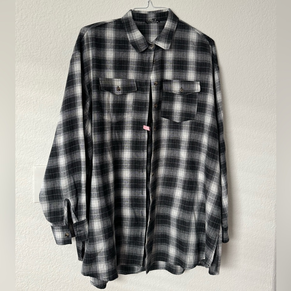 Oversized Plaid Shirt Soft Breathable Fabric